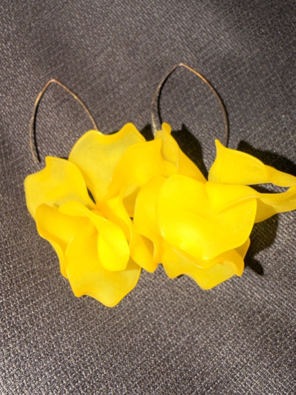Bright Yellow Floral Hoop Earrings